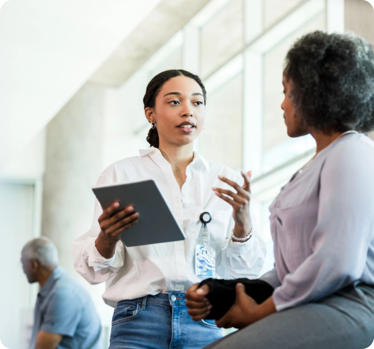 Women engaged in a discussion