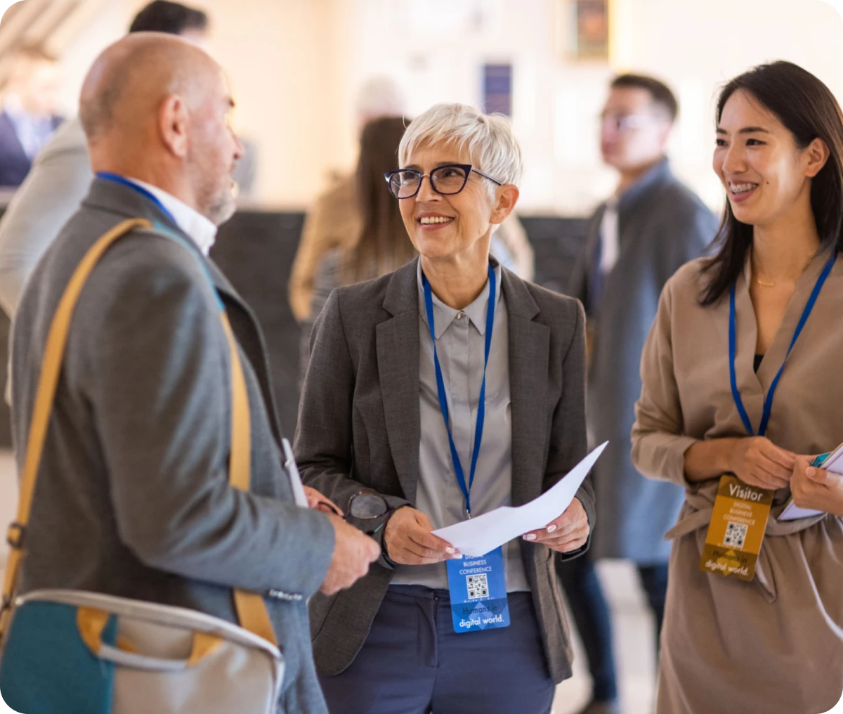 Business meeting with smiling colleagues