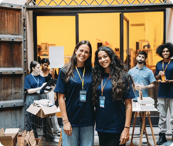 Team organizing charity work together