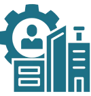 Industrial management icon with gear